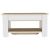 DEPOT E-SHOP Saturn Storage Table, Four Legs, Lower Shelf, Light Oak / White