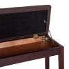 Piano Bench, Duet Piano Chair with Faux Leather Padded Cushion and Wooden Frame, Button Tufted Keyboard Bench, Brown