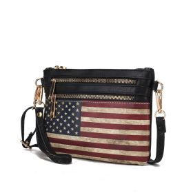 MKF Collection Alisson Vegan Leather Women FLAG Crossbody-Wristlet Bag by Mia K (material: Vegan Leather, Color: Black)