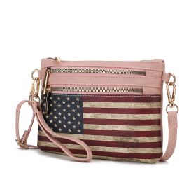 MKF Collection Alisson Vegan Leather Women FLAG Crossbody-Wristlet Bag by Mia K (material: Vegan Leather, Color: Rose Pink)