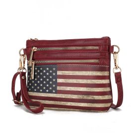 MKF Collection Alisson Vegan Leather Women FLAG Crossbody-Wristlet Bag by Mia K (material: Vegan Leather, Color: Burgundy)